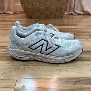 New Balance White and Black Athletic Sneakers